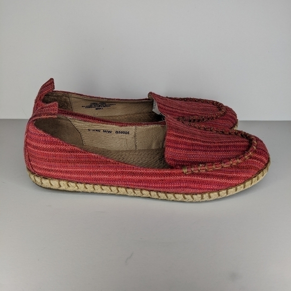 BORN ESPADRILLE RED FLATS 8.5 SITTON MOC TOE SLIP ON SHOES LOAFER TEXTILE COMFY - Picture 4 of 11